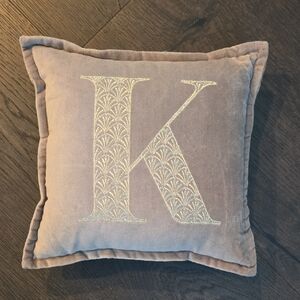 Elegant Taupe Color K Monogram Pillow